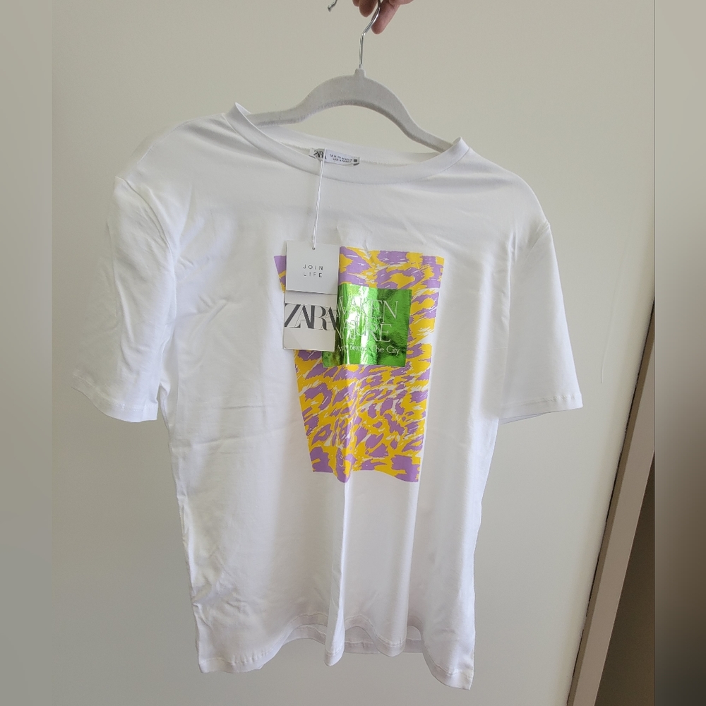 Zara white graphic t-shirt